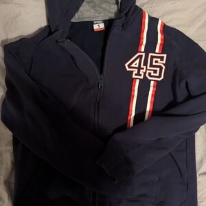 F45 navy Hoodie with Red and White Stripes
